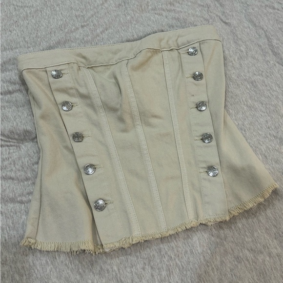 MISTRESS ROCKS OAT DENIM STRAPLESS TOP - Picture 11 of 16